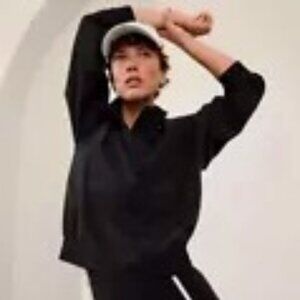 Athleta 2024 Boundless Jacket Popover 1/4 Zip Kangaroo Pocket Black XL #S/587894